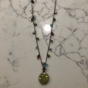Chicos multi color bead gem energy silver necklace